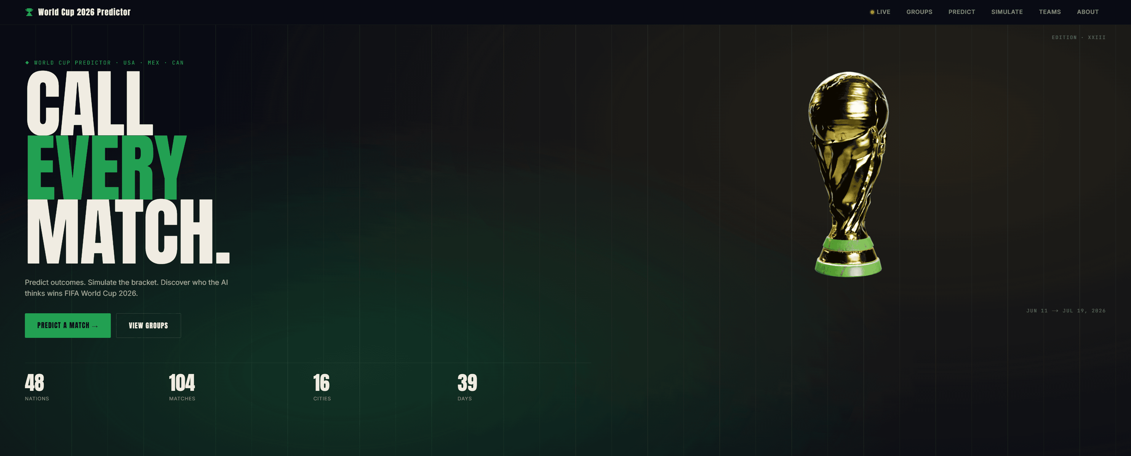FIFA WC 2026 Predictor screenshot